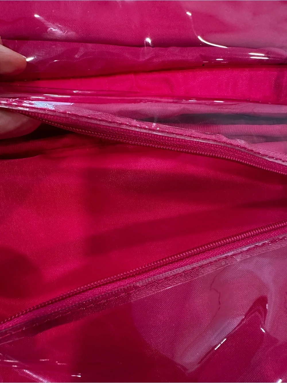 Victoria's Secret Hot Pink Clear Panel Travel Cosmetic Pouch
